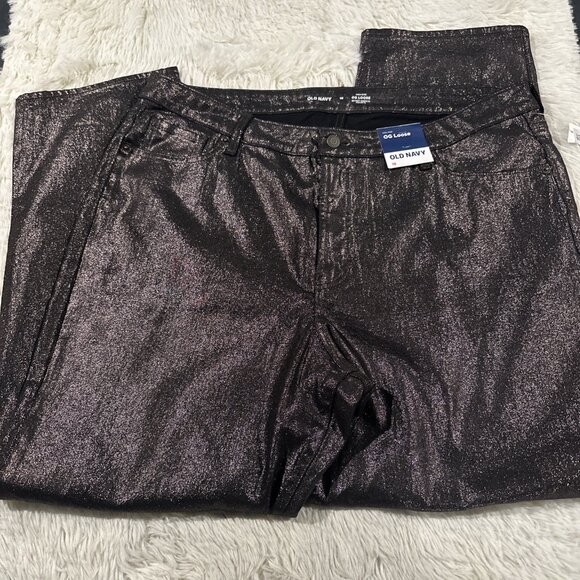 Old Navy Denim - Old Navy 18 NWT OG Loose fit high rise black shimmer jeans stretch